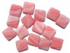 15 15x16mm Dark Pink Matte Marble Flat Square Beads